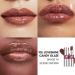 رژ لب براق و آبرسان ایو سن لوران Candy Glaze رنگ 14 Scenic Brown - تصویر 3